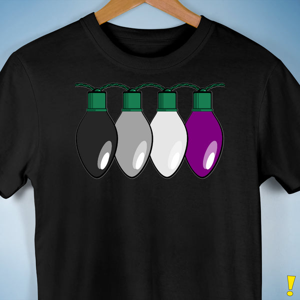 Asexual Pride Christmas Lights Premium Unisex T-Shirt - Black